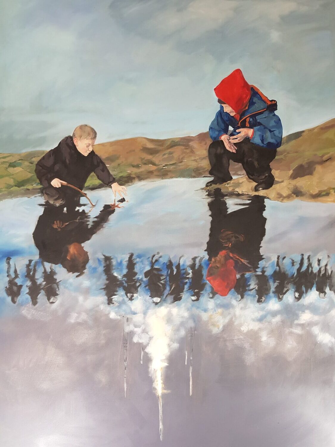Over the Pond, Oil on canvas, 244 × 183 cm, hung inverted, 2020
