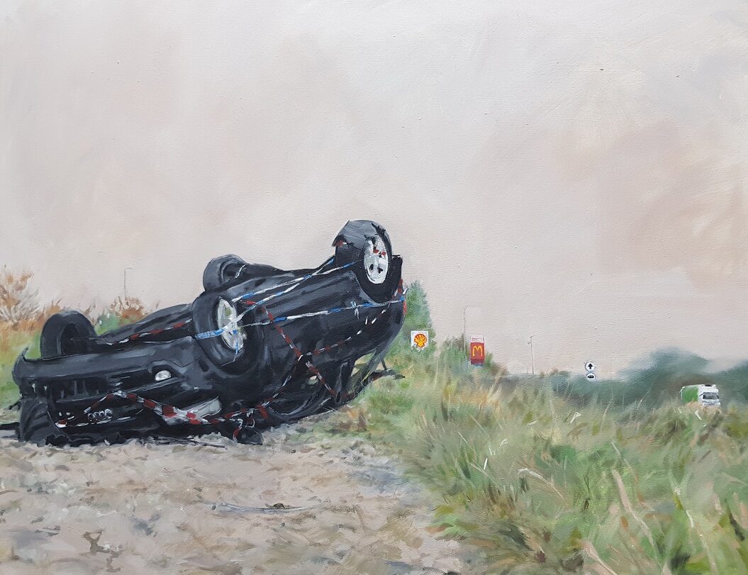 Chicken and Chips on a Friday Night, Oil on canvas, 40 × 60 cm, 2017