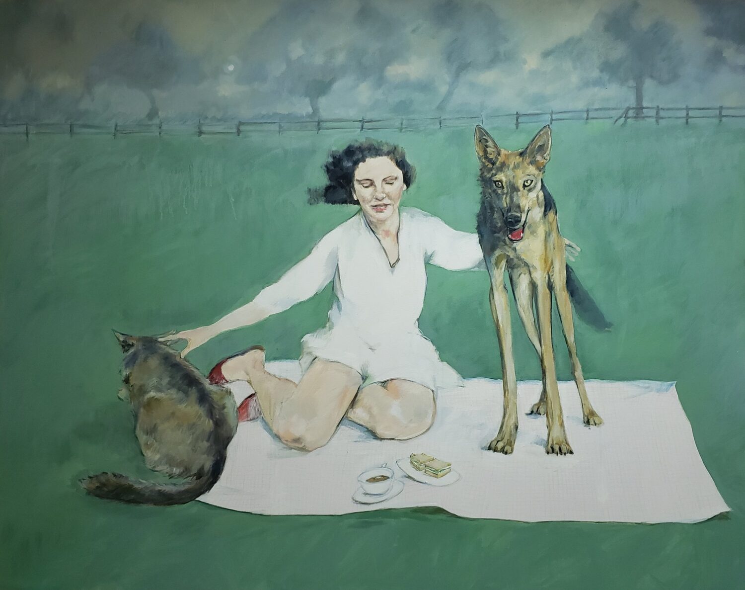 Walking my Wolf, Oil on canvas, 244 × 183 cm, 2023