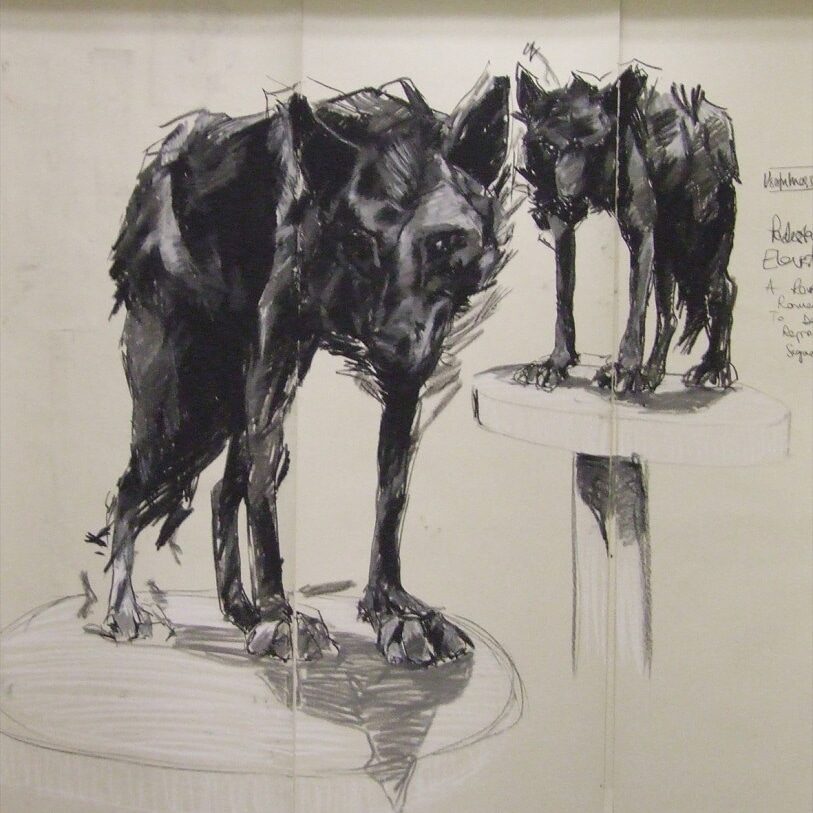 Wolves, Charcoal on lining paper, 244 × 183 cm, 2007